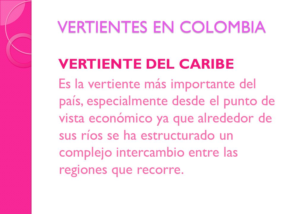 VERTIENTES EN COLOMBIA