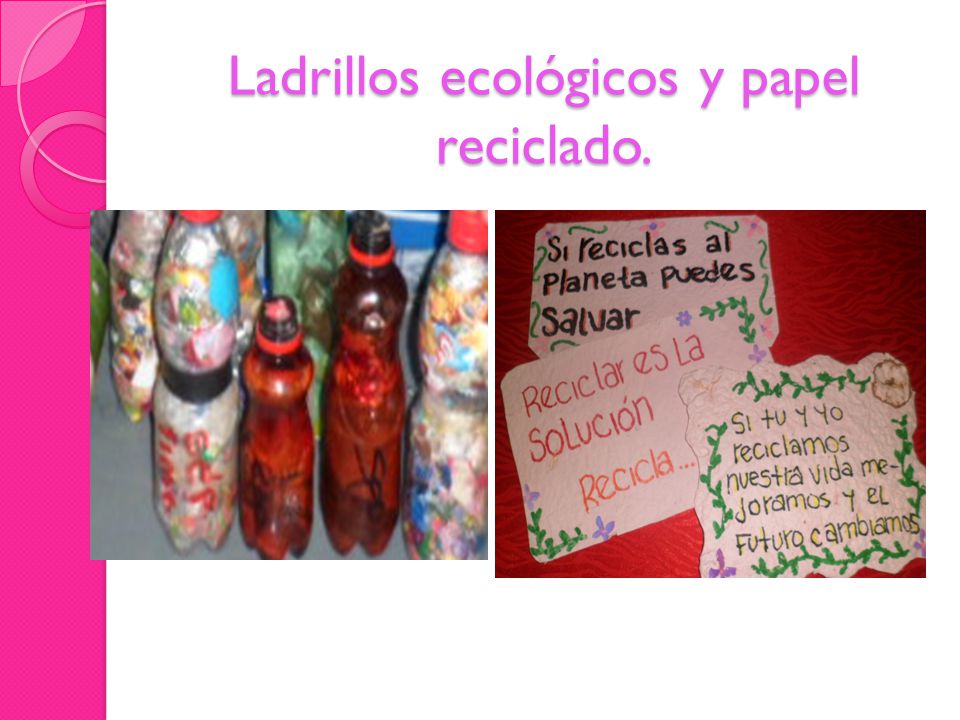 Ladrillos ecológicos y papel reciclado.