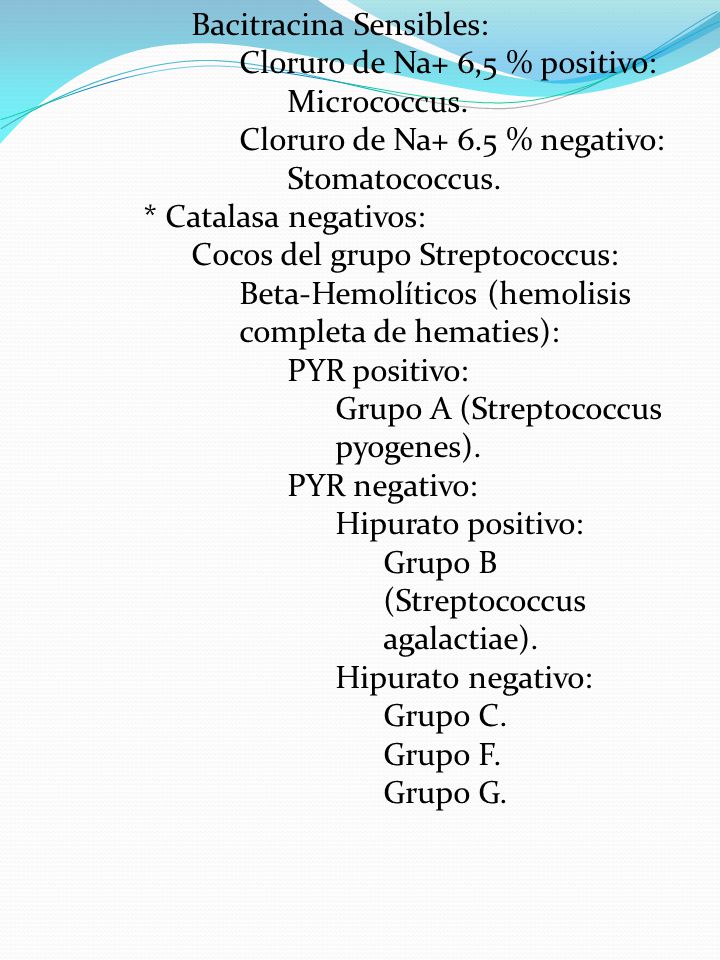 Bacitracina Sensibles: