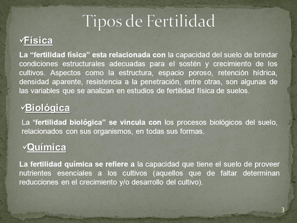 Tipos de Fertilidad Física Biológica Química