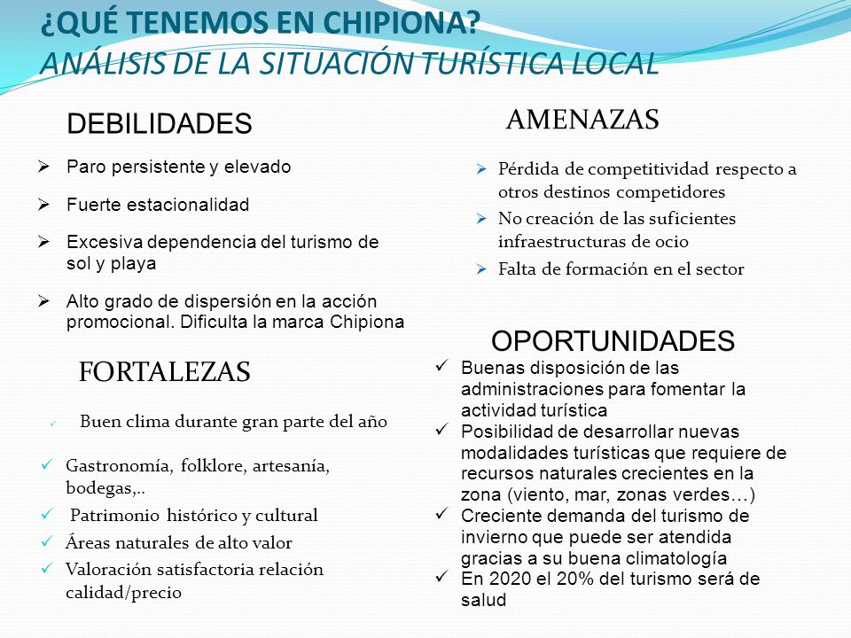 ¿QUÉ TENEMOS EN CHIPIONA ANÁLISIS DE LA SITUACIÓN TURÍSTICA LOCAL