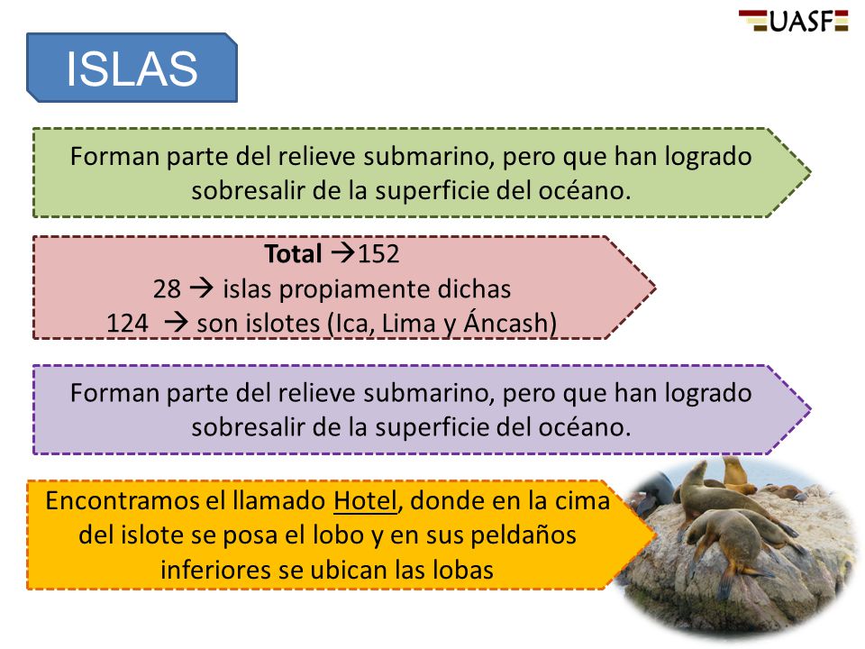 ISLAS Forman parte del relieve submarino, pero que han logrado sobresalir de la superficie del océano.