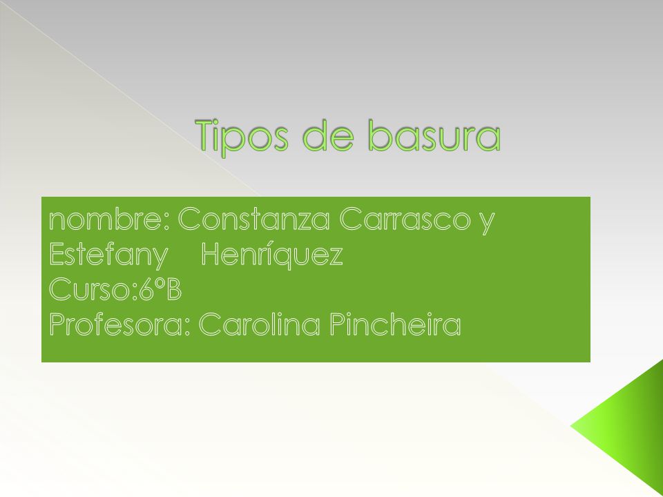 Tipos de basura nombre: Constanza Carrasco y Estefany Henríquez