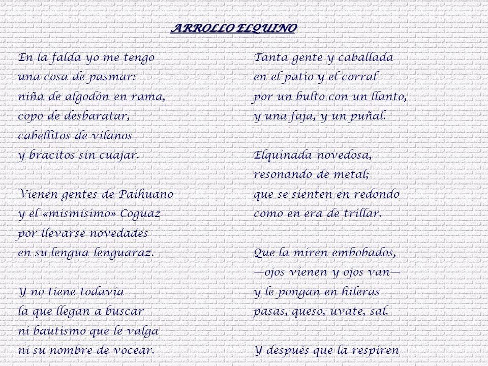 ARROLLO ELQUINO En la falda yo me tengo. una cosa de pasmar: niña de algodón en rama, copo de desbaratar,