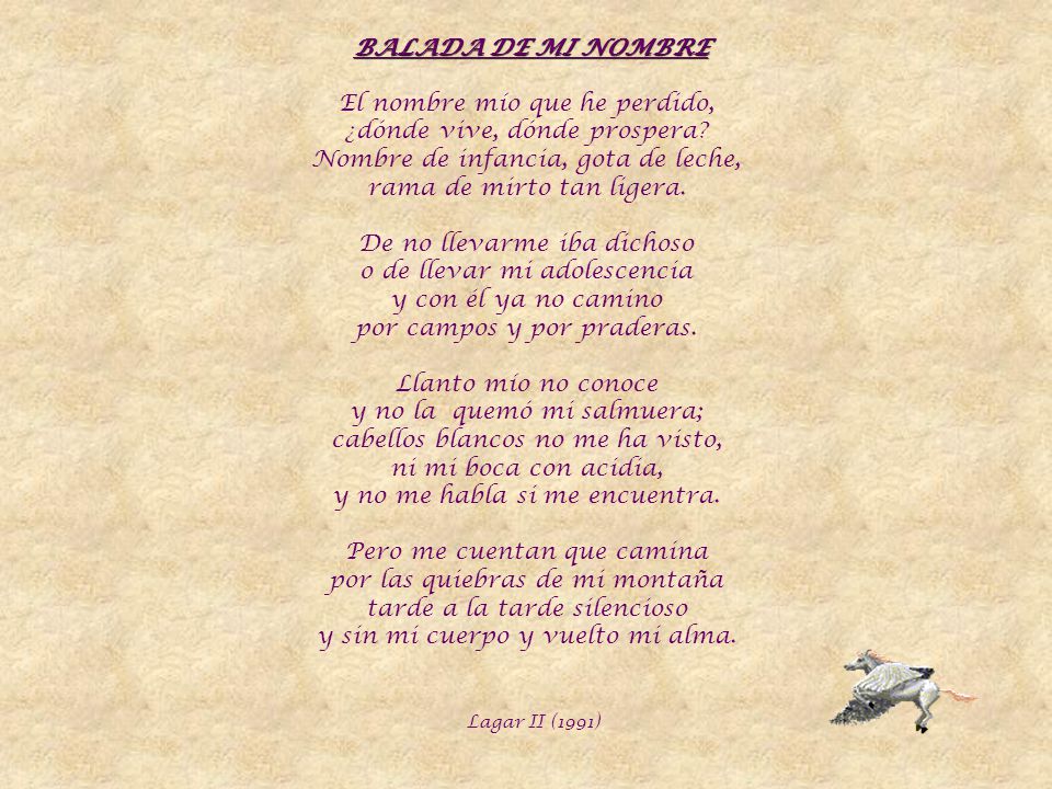 El nombre mío que he perdido, ¿dónde vive, dónde prospera