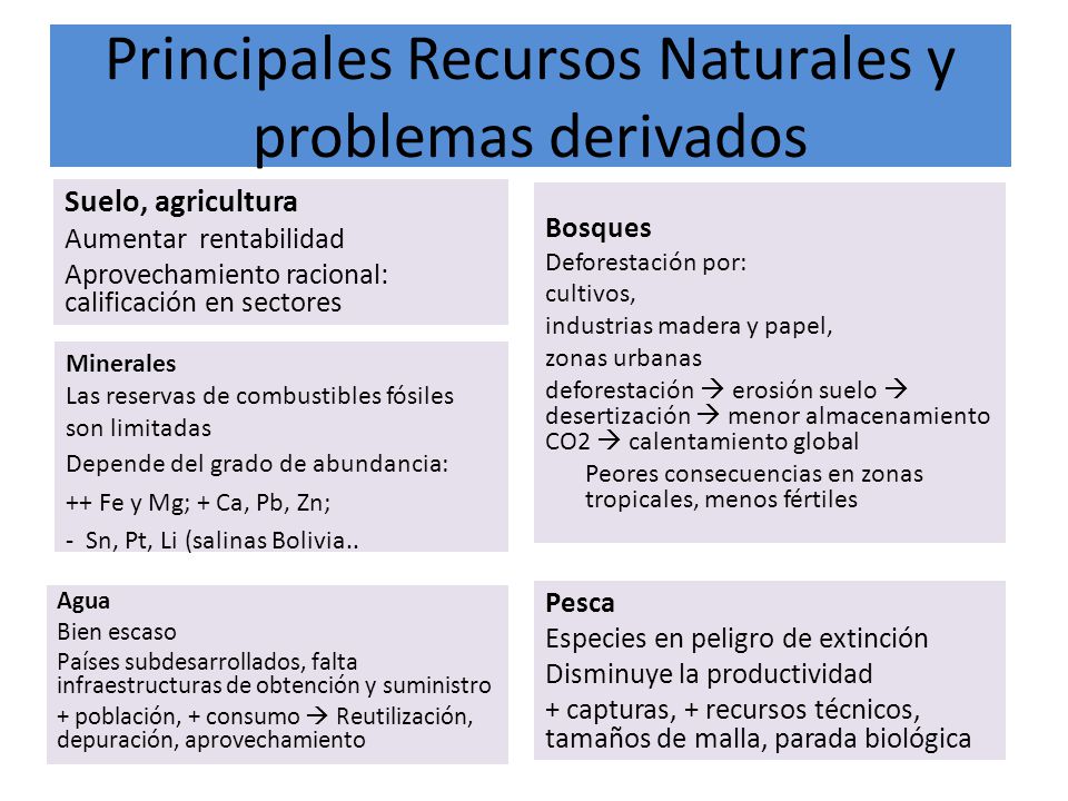 Principales Recursos Naturales y problemas derivados