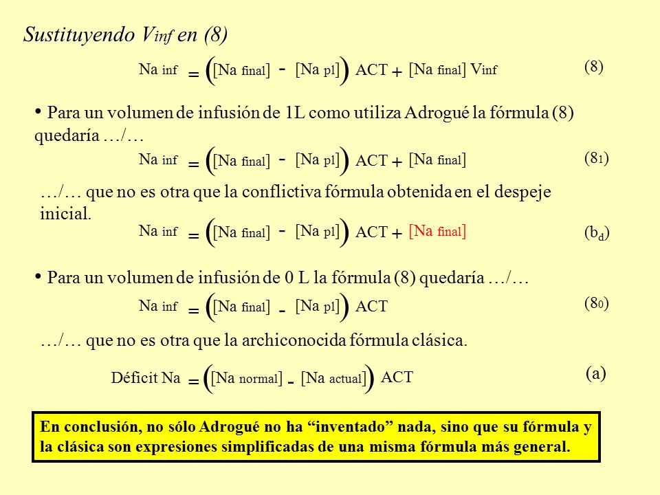 ) ( ( ) ( ) ) ( ( ) Sustituyendo Vinf en (8) -
