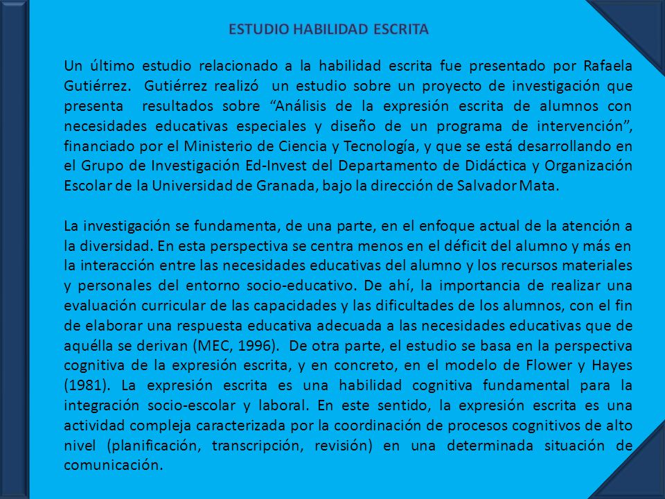 ESTUDIO HABILIDAD ESCRITA
