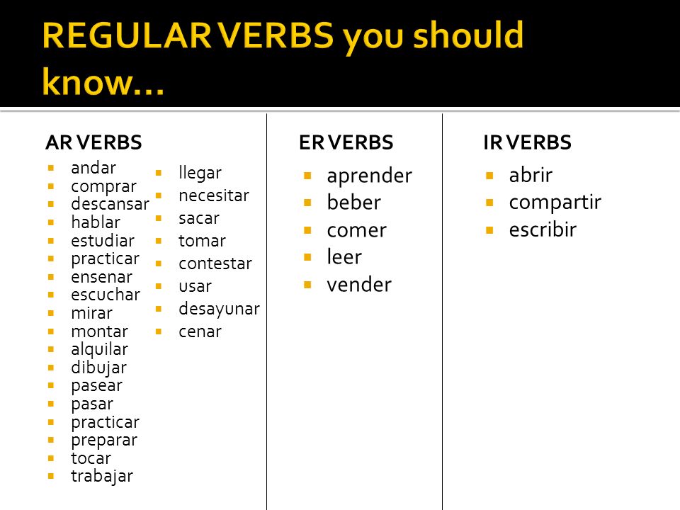 REGULAR VERBS you should know…