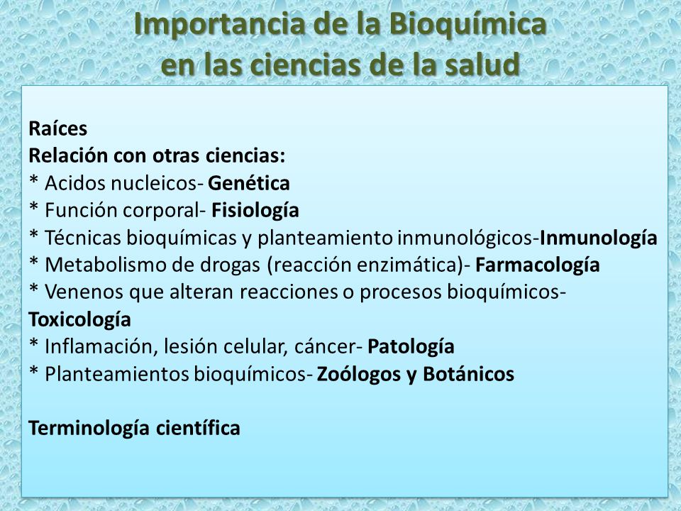 Importancia de la Bioquímica en las ciencias de la salud