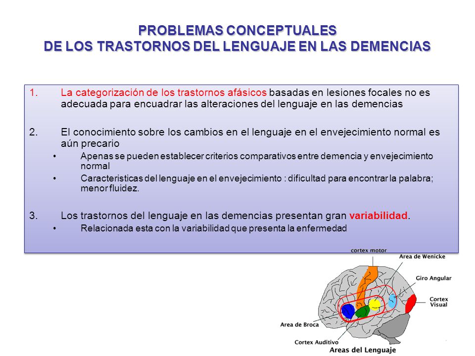 PROBLEMAS CONCEPTUALES DE LOS TRASTORNOS DEL LENGUAJE EN LAS DEMENCIAS