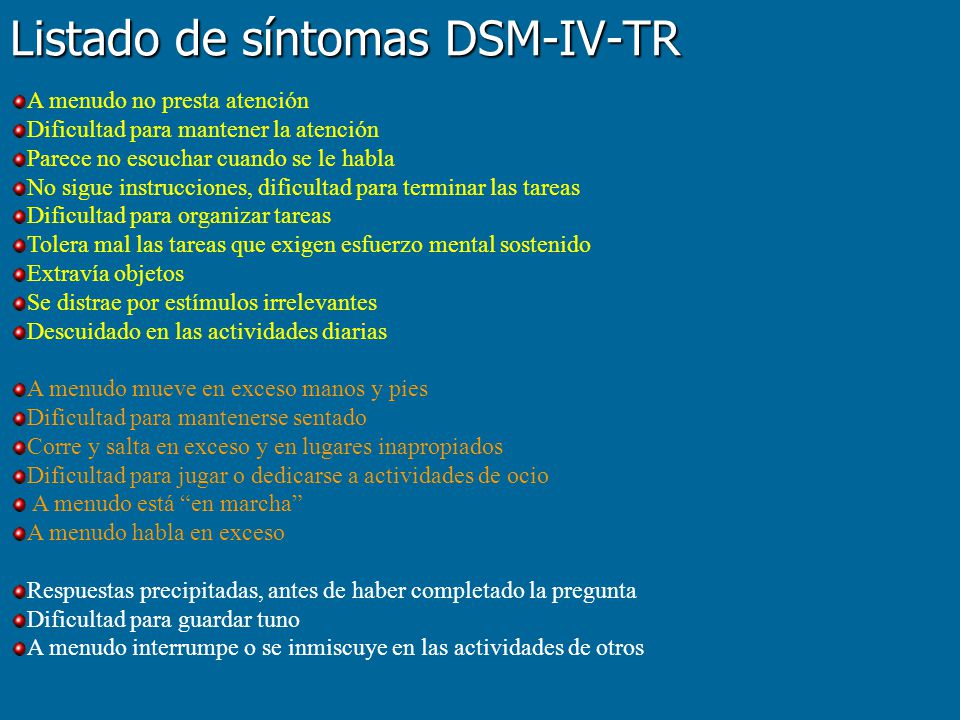 Listado de síntomas DSM-IV-TR