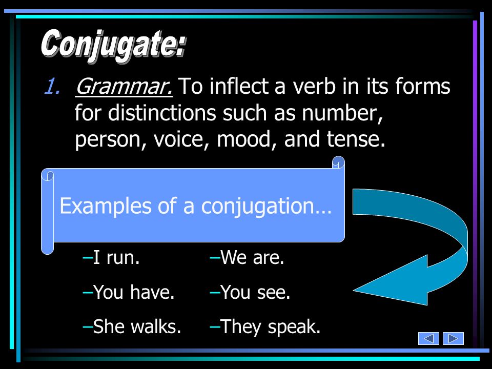 Examples of a conjugation…