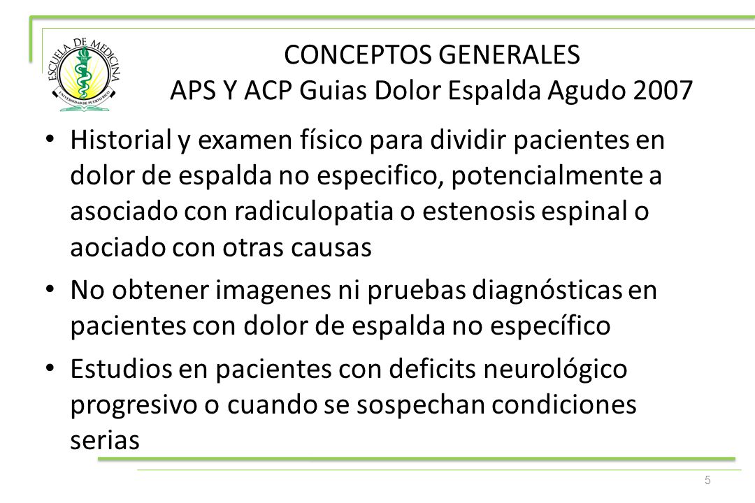 CONCEPTOS GENERALES APS Y ACP Guias Dolor Espalda Agudo 2007