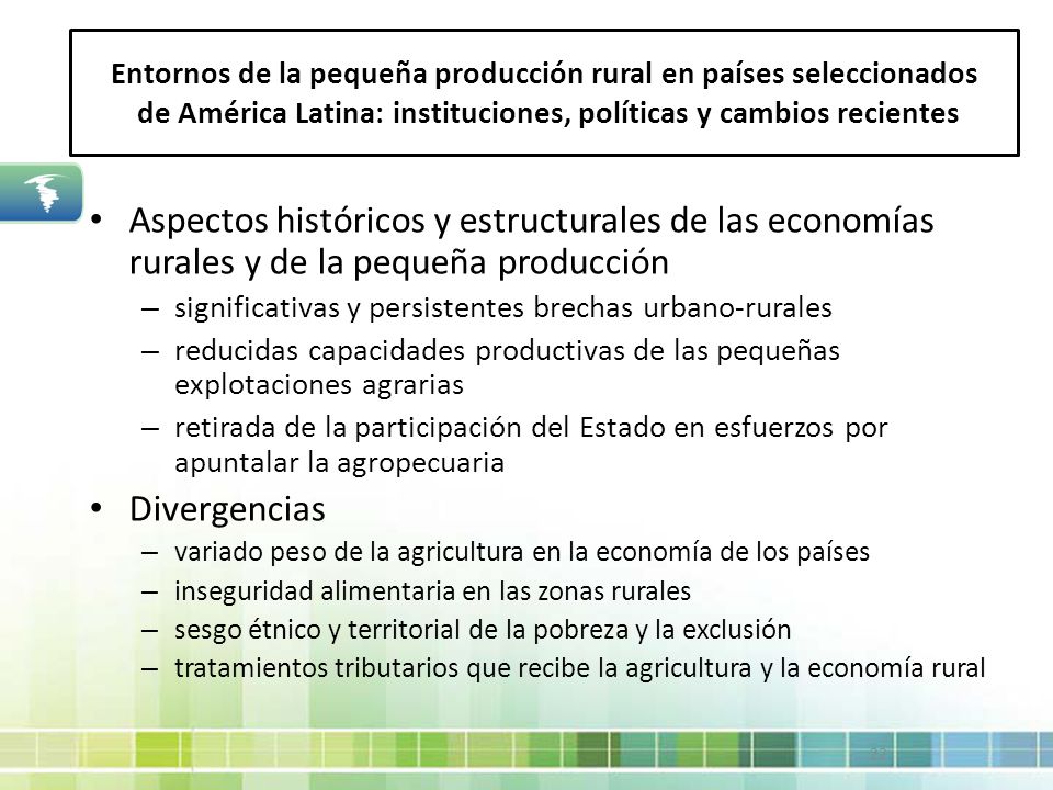 Entornos de la pequeña producción rural en países seleccionados de América Latina: instituciones, políticas y cambios recientes