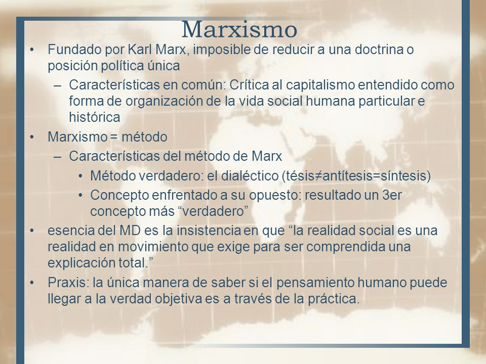 Marxismo Fundado por Karl Marx, imposible de reducir a una doctrina o posición política única.