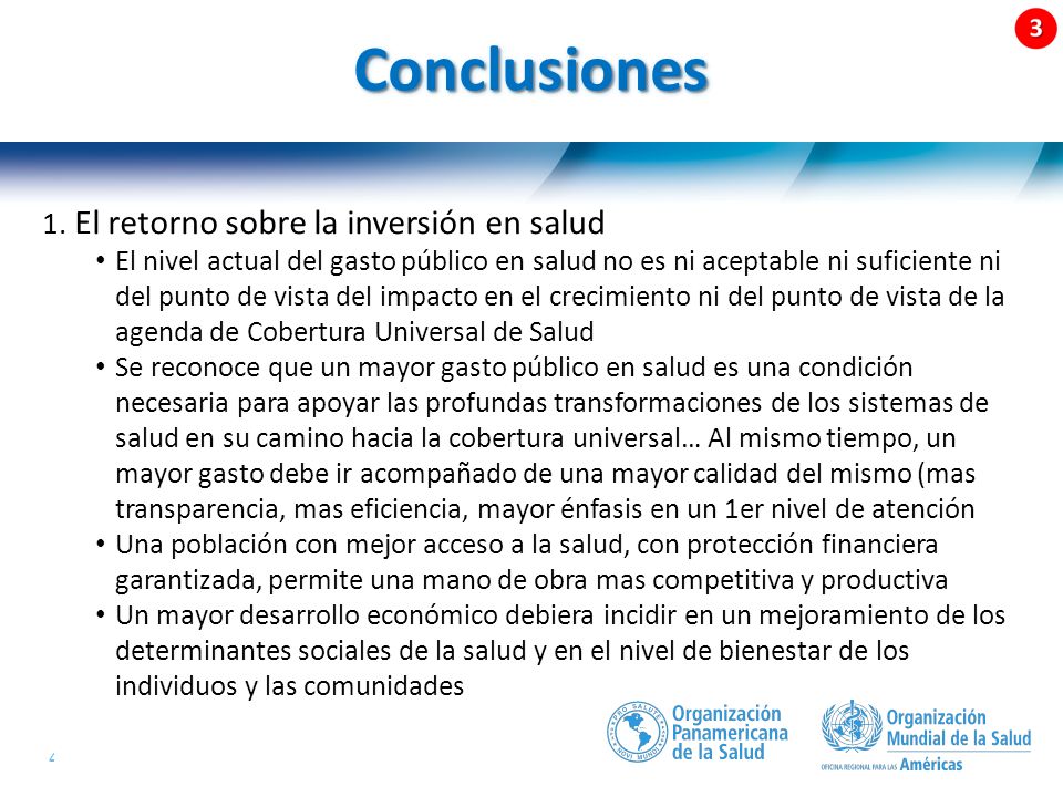 Conclusiones 1. El retorno sobre la inversión en salud