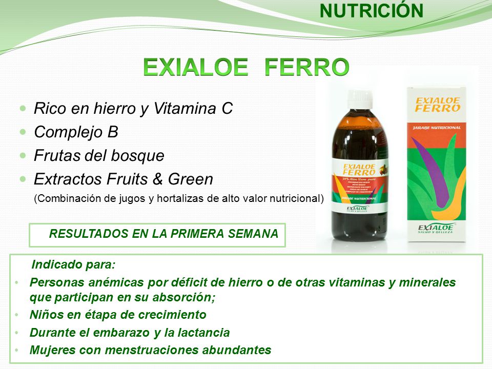 EXIALOE FERRO NUTRICIÓN Rico en hierro y Vitamina C Complejo B