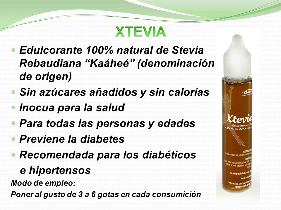 XTEVIA Edulcorante 100% natural de Stevia Rebaudiana Kaáheé (denominación de origen)