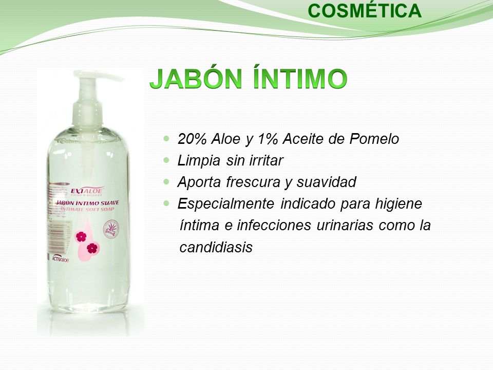 JABÓN ÍNTIMO COSMÉTICA 20% Aloe y 1% Aceite de Pomelo