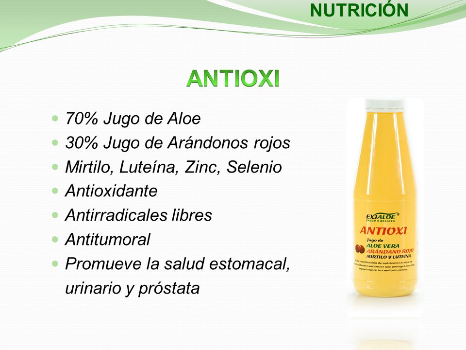 ANTIOXI NUTRICIÓN 70% Jugo de Aloe 30% Jugo de Arándonos rojos