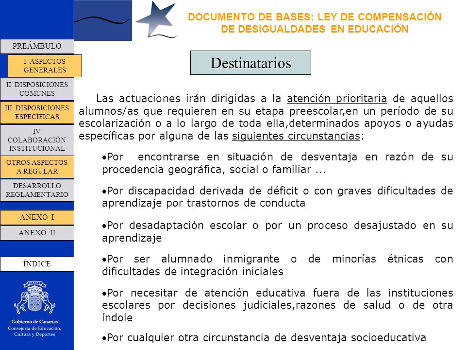 DOCUMENTO DE BASES: LEY DE COMPENSACIÓN DE DESIGUALDADES EN EDUCACIÓN