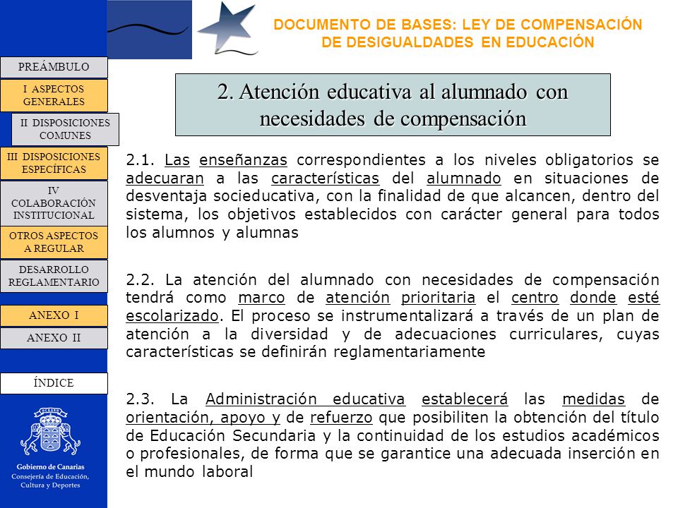 DOCUMENTO DE BASES: LEY DE COMPENSACIÓN DE DESIGUALDADES EN EDUCACIÓN