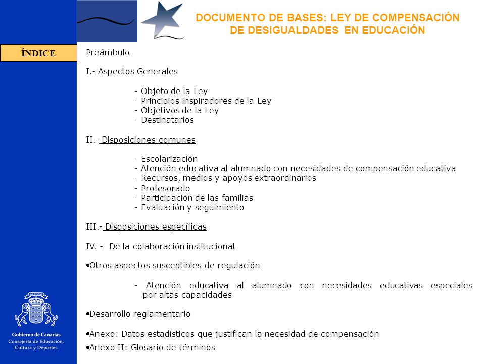 DOCUMENTO DE BASES: LEY DE COMPENSACIÓN DE DESIGUALDADES EN EDUCACIÓN