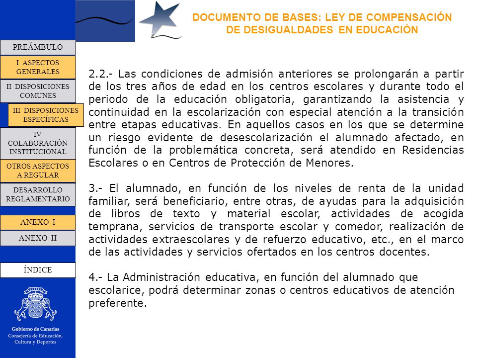 DOCUMENTO DE BASES: LEY DE COMPENSACIÓN DE DESIGUALDADES EN EDUCACIÓN