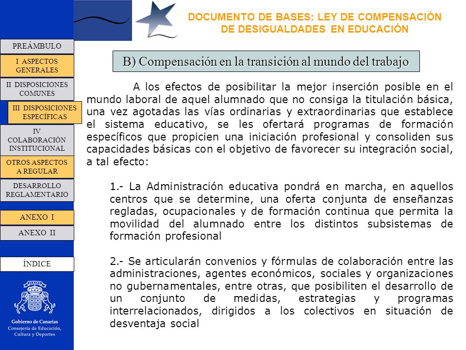 DOCUMENTO DE BASES: LEY DE COMPENSACIÓN DE DESIGUALDADES EN EDUCACIÓN