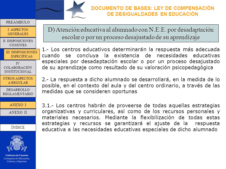 DOCUMENTO DE BASES: LEY DE COMPENSACIÓN DE DESIGUALDADES EN EDUCACIÓN