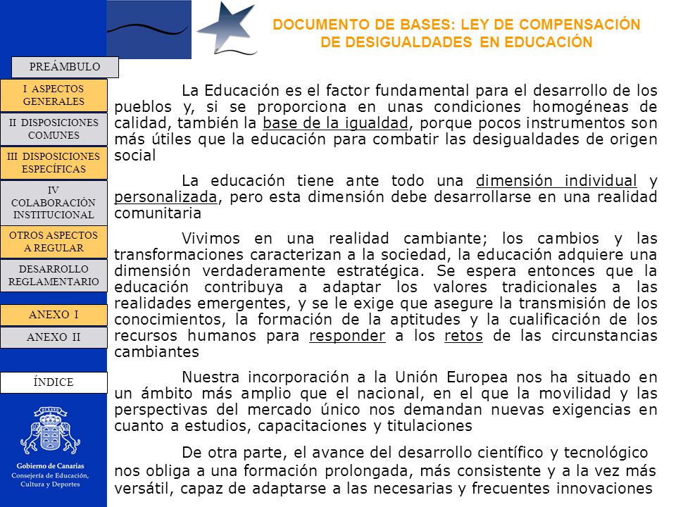 DOCUMENTO DE BASES: LEY DE COMPENSACIÓN DE DESIGUALDADES EN EDUCACIÓN
