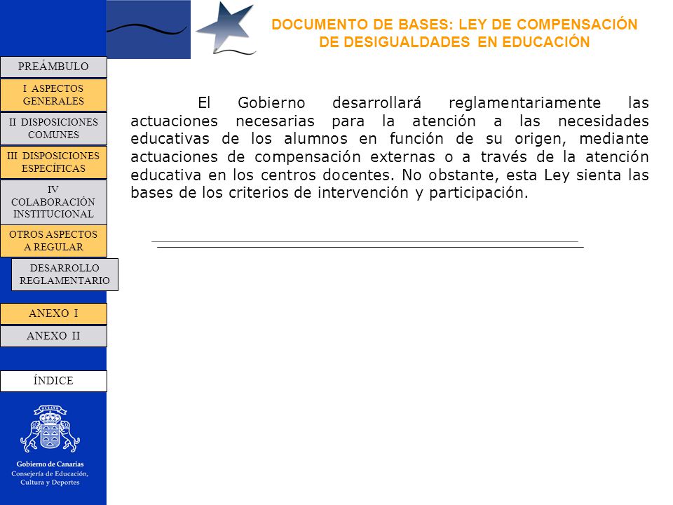DOCUMENTO DE BASES: LEY DE COMPENSACIÓN DE DESIGUALDADES EN EDUCACIÓN