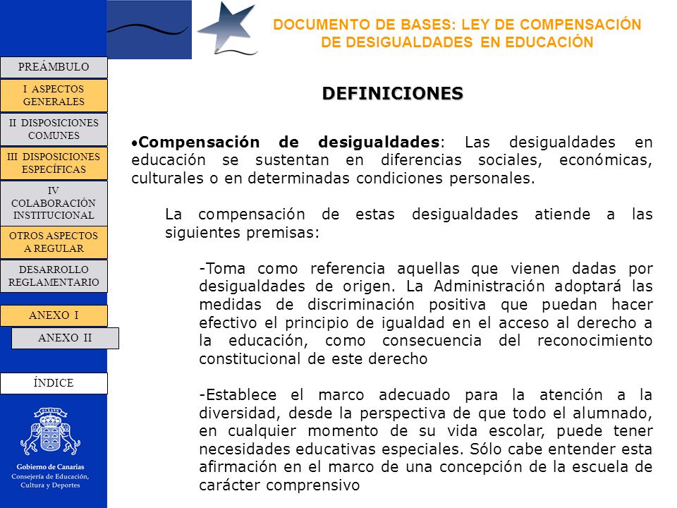 DOCUMENTO DE BASES: LEY DE COMPENSACIÓN DE DESIGUALDADES EN EDUCACIÓN