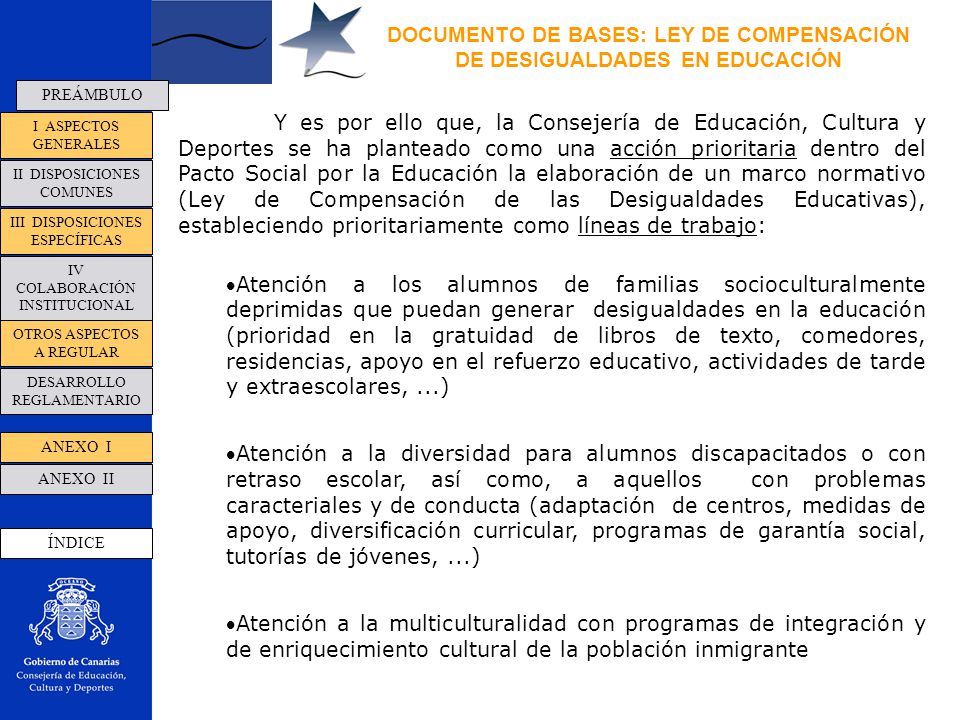 DOCUMENTO DE BASES: LEY DE COMPENSACIÓN DE DESIGUALDADES EN EDUCACIÓN