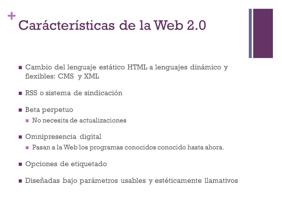 Carácterísticas de la Web 2.0
