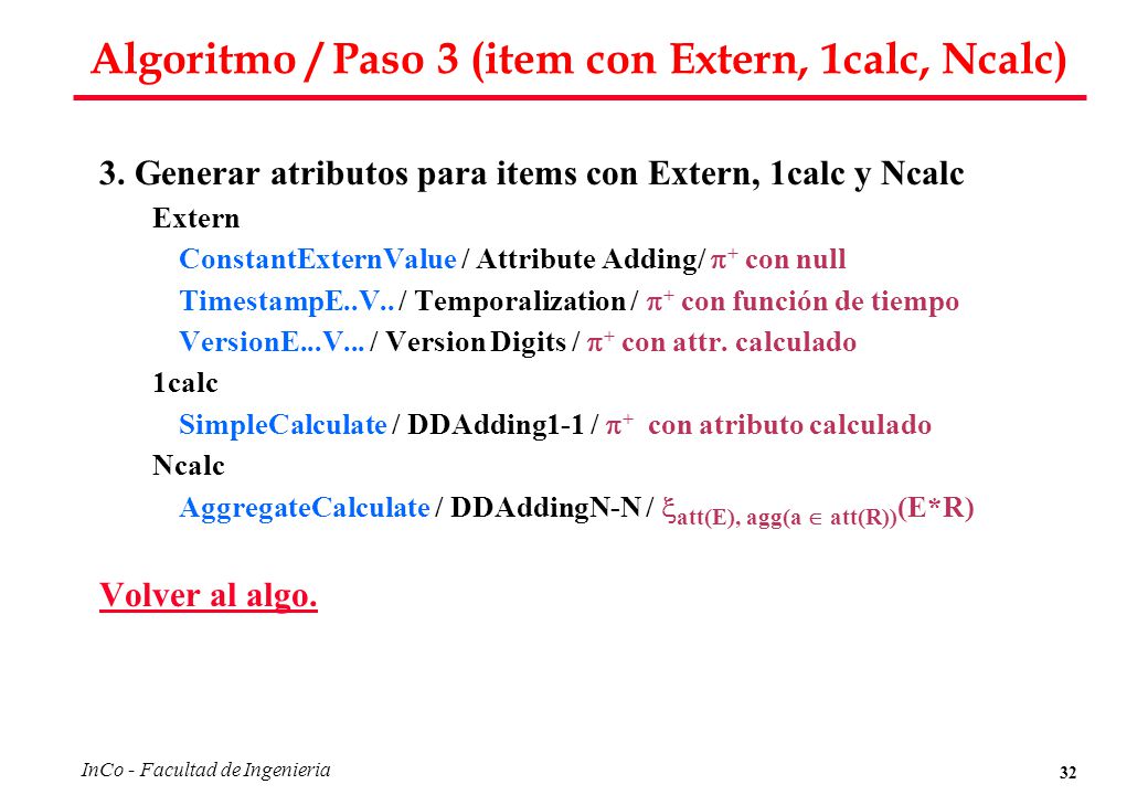 Algoritmo / Paso 3 (item con Extern, 1calc, Ncalc)