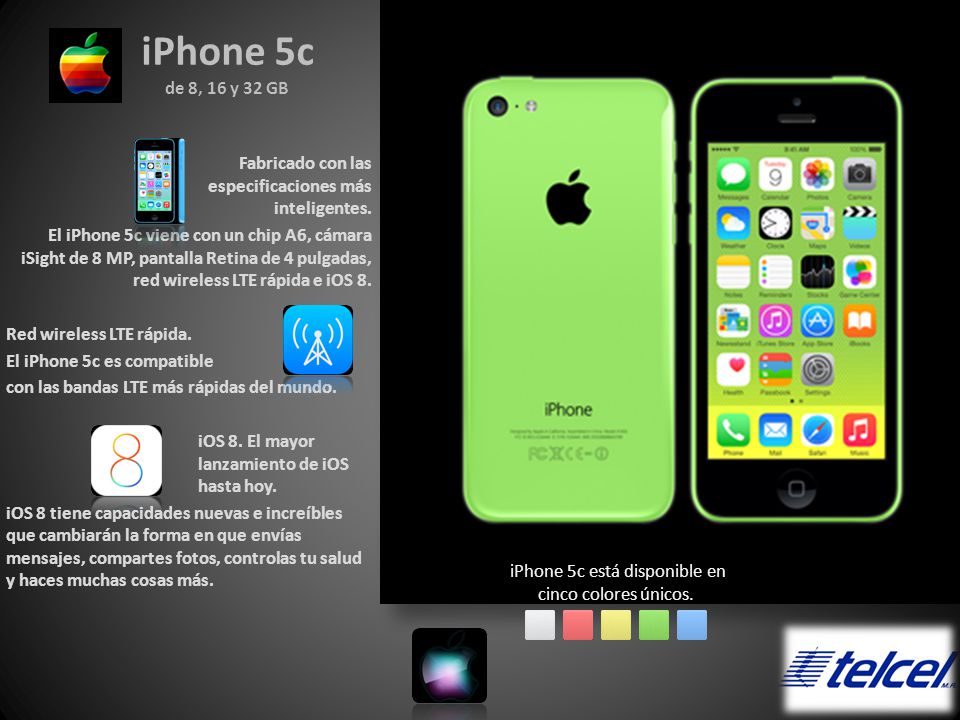 iPhone 5c está disponible en cinco colores únicos.