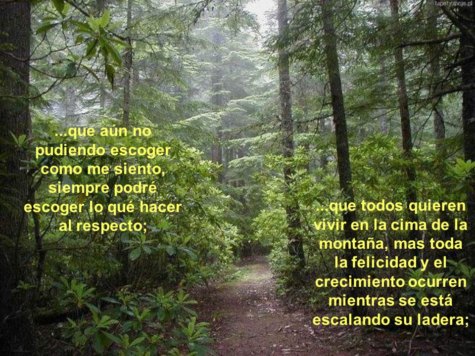 ...que aún no pudiendo escoger como me siento, siempre podré escoger lo qué hacer al respecto;