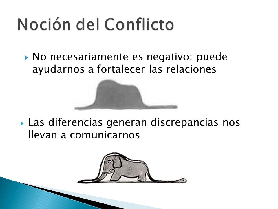 Noción del Conflicto No necesariamente es negativo: puede ayudarnos a fortalecer las relaciones.