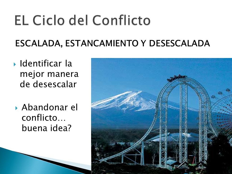 EL Ciclo del Conflicto ESCALADA, ESTANCAMIENTO Y DESESCALADA