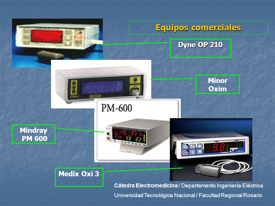 Equipos comerciales Dyne OP 210 Minor Oxim Mindray PM 600 Medix Oxi 3