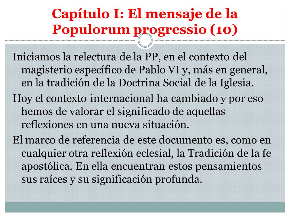 Capítulo I: El mensaje de la Populorum progressio (10)