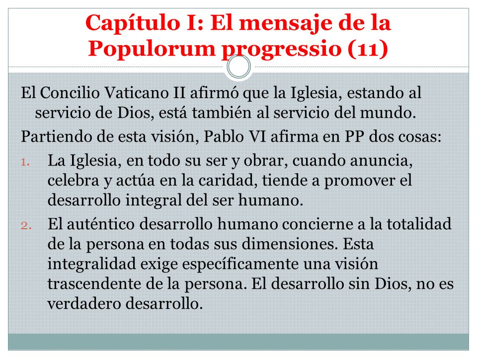 Capítulo I: El mensaje de la Populorum progressio (11)