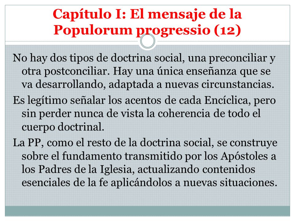 Capítulo I: El mensaje de la Populorum progressio (12)