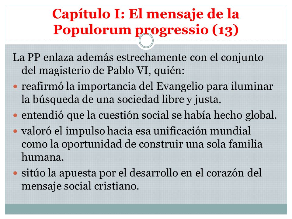 Capítulo I: El mensaje de la Populorum progressio (13)