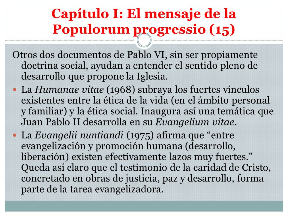 Capítulo I: El mensaje de la Populorum progressio (15)