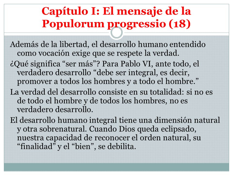 Capítulo I: El mensaje de la Populorum progressio (18)