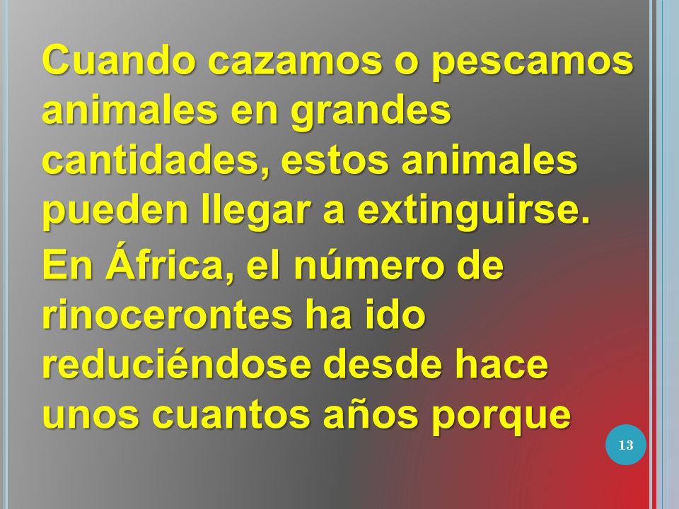 Cuando cazamos o pescamos animales en grandes cantidades, estos animales pueden llegar a extinguirse.