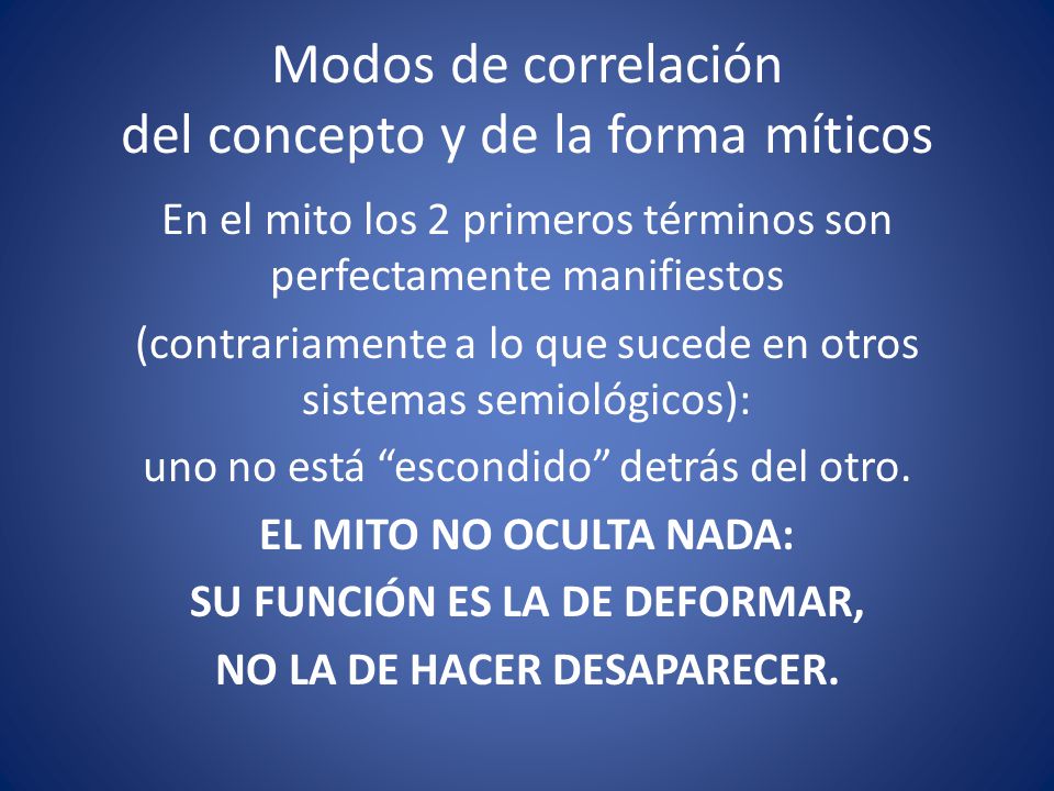 Modos de correlación del concepto y de la forma míticos